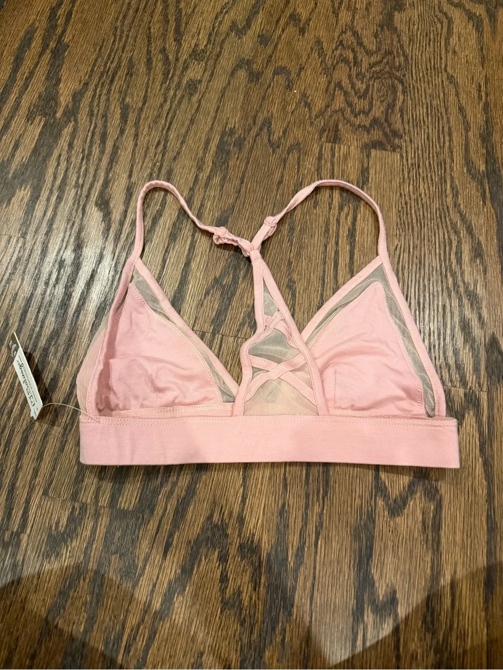 New P.J. Salvage Dusty Pink Triangle Bralette with Mesh Inset